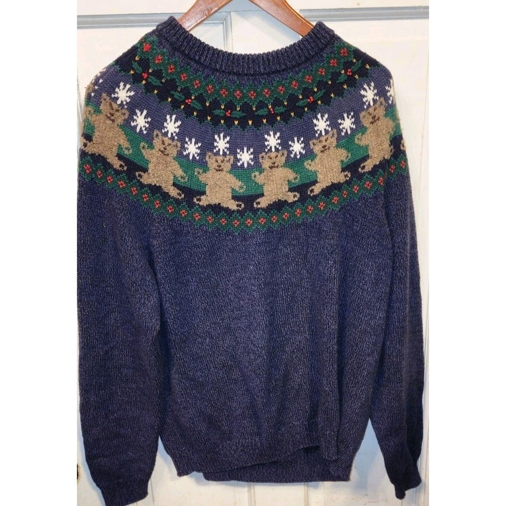 Vintage 90's Northern Reflections Fair Isle Bear Snowflake Sweater Grannycore XL